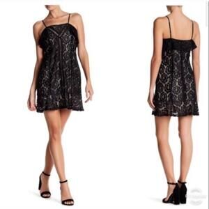 19 Cooper Black Lace Ruffle Shoulder Dress